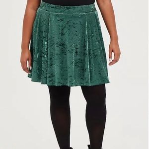 Torrid Velvet Emerald Green Skater Skirt- PLUS SIZE